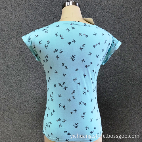 Women's cotton printed knitted top